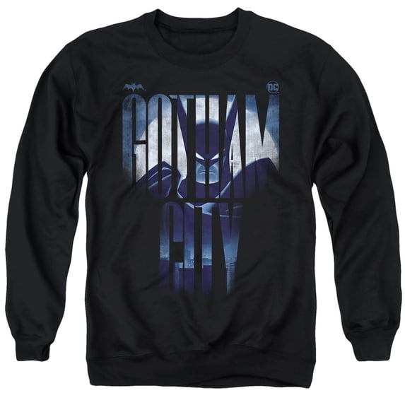 Batman: Caped Crusader Gotham City Unisex Adult Crewneck Sweatshirt, Black, X-Large