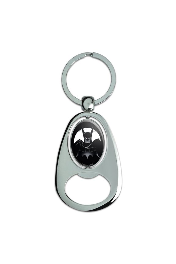 Batman: Caped Crusader Keychain Chrome Metal Spinning Oval Bottle Opener