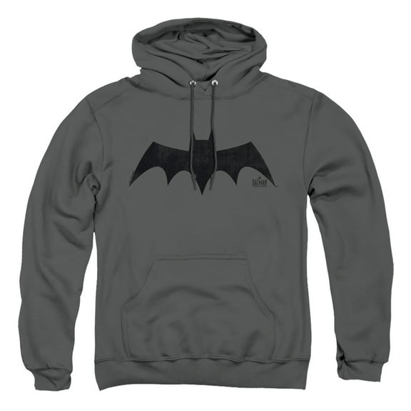 Batman: Caped Crusader Logo Adult Pull-Over Hoodie, Charcoal, Large