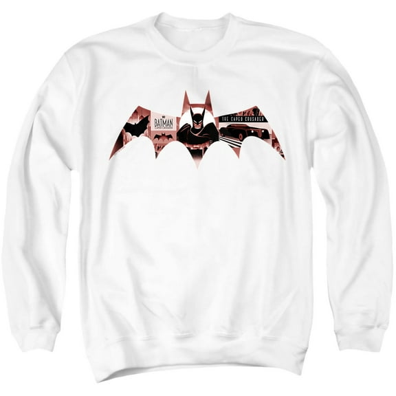 Batman: Caped Crusader Logo Infill Unisex Adult Crewneck Sweatshirt, White, 2X-Large