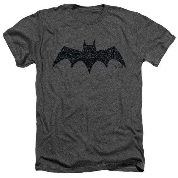 Batman: Caped Crusader Logo Unisex Adult Heather T Shirt, Charcoal Heather, Medium