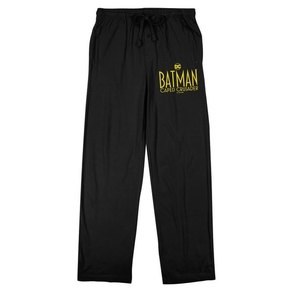 Batman Caped Crusader Text Logo Women's Black Sleep Pajama Pants-Medium