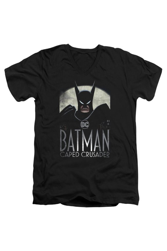 Batman: Caped Crusader Unisex Adult V-Neck T Shirt (Large) Black