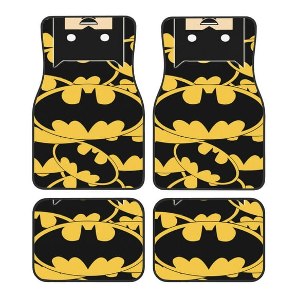 Batman Car Floor Mats Set of 4, Anti-Skid Universal Automotive Carpet Front Rear Floor Foot Pads Interior Accessories Decorative for Vehicle Car Truck SUV Van