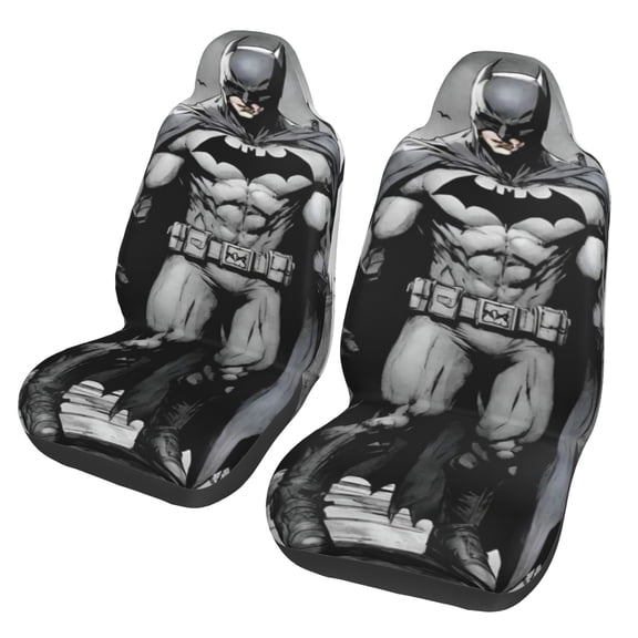Batman Car Seat Covers Set 2Pcs, Front Seat Covers for Car Truck Sedan SUV Auto, Universal Fit Vehicle Enterior Bucket Seat Protector Car Accessories