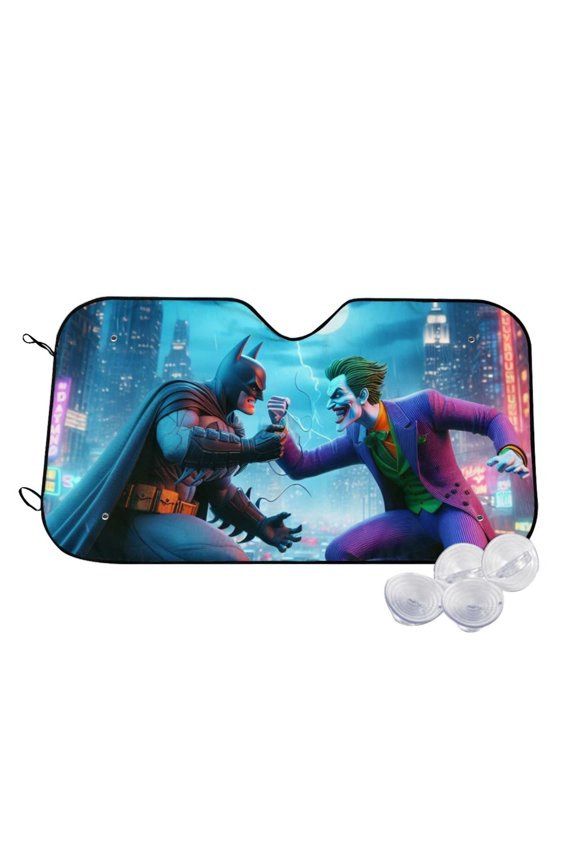 Batman Car Windshield Sun Shade, Foldable Sun Shade for Car Truck SUV Van Blocks UV Ray Sun Visor Protector Easy Setup Keeps Your Vehicle Cool