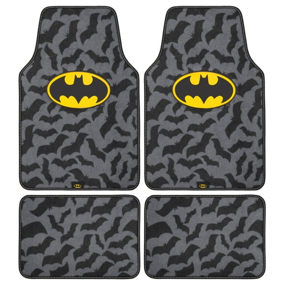 Batman Carpet Car Floor Mats, DC Comics Design, for Car, Truck, SUV - Comfortable, No Slip Nib Backing, Unique Full Print, Protects Car Floor