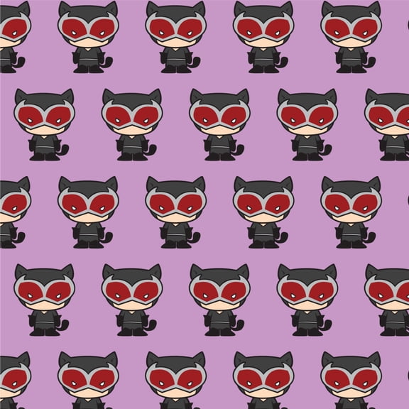 Batman Catwoman Cute Chibi Character Premium Roll Gift Wrap Wrapping Paper