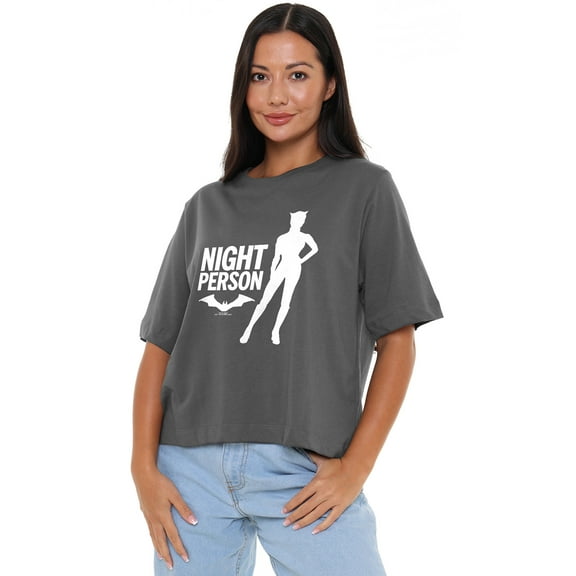 Batman Catwoman Night Person Women's Boxy Cropped T-Shirt Casual Graphic Tee