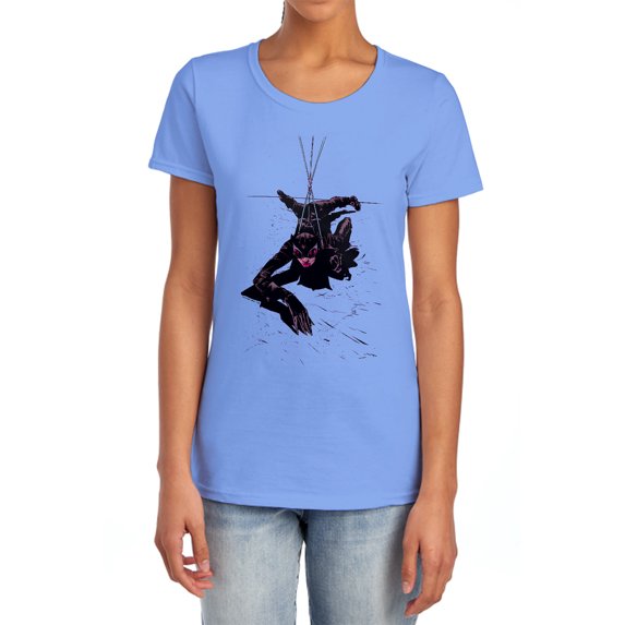 Batman Catwoman Rope Women's T Shirt, Carolina Blue, Medium