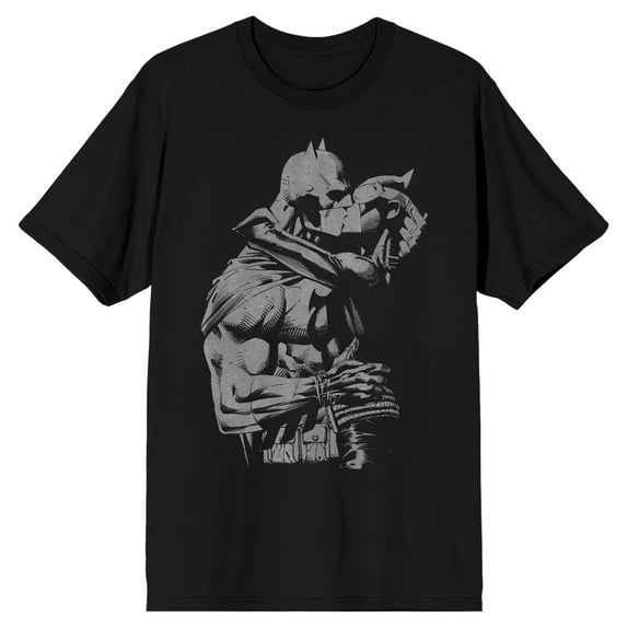 Batman Catwoman and Batman Kissing Men's Black Tee-S