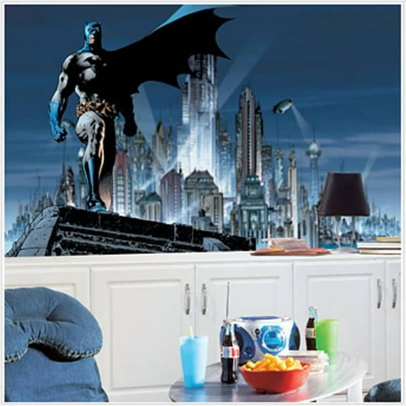Batman Chair Rail Prepasted Mural 6 ft x 10 ft