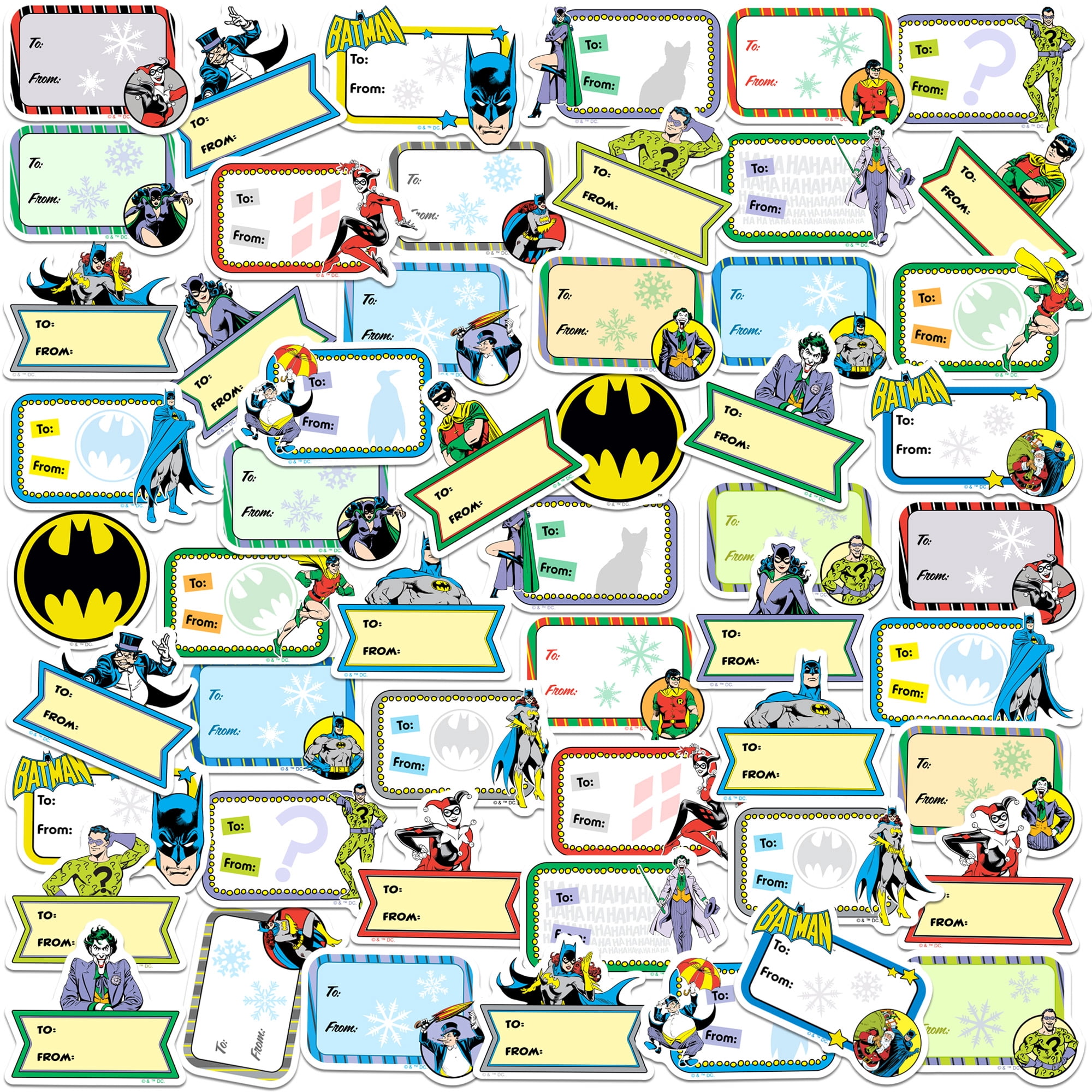 Batman Character Christmas Labels 50Ct Sticker Pack - Walmart.com