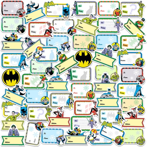 Batman Character Christmas Labels 50Ct Sticker Pack