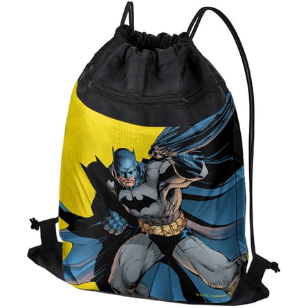 Batman Character Drawstring Backpack Sports Bag Sackpack 17" x 13", Perfect for Gym, Yoga or Practice