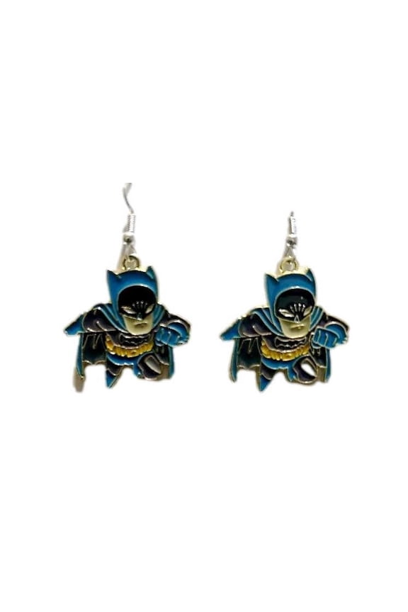 Batman Character Enamel Metal French Wire Earrings