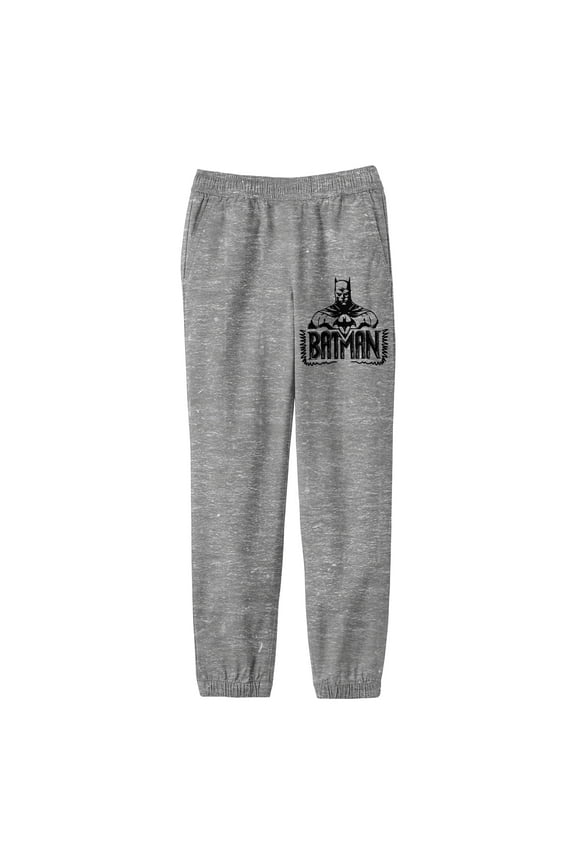 Batman Character Portrait Youth Boy's Athletic Heather Gray Sweatpants-Medium