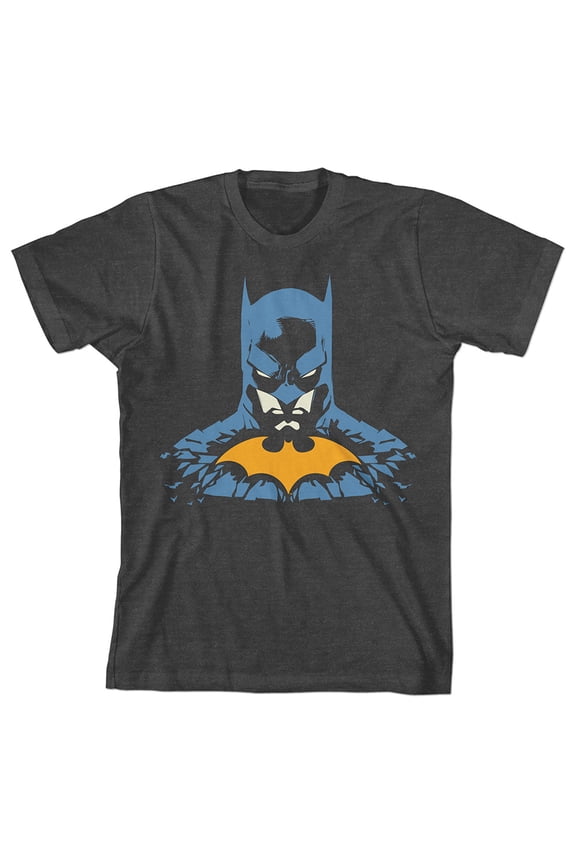 Batman Character Silhouette Youth Charcoal Gray Graphic Tee- M