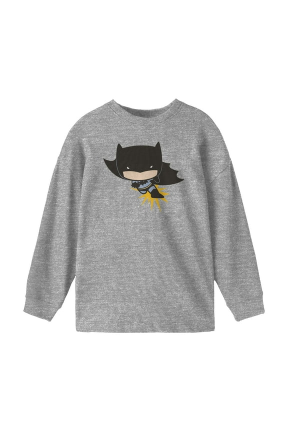Batman Chibi Batman Boy's Grey Long Sleeve Shirt-S
