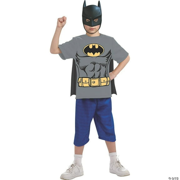 Child Batman Justice League T-Shirt Mask and Cape Costume Boys Small 4-6