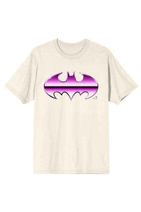 Batman Chrome Logo Dark Knight Men's Graphic Tee 100% Cotton Short Sleeve Crew Neck T-Shirt Officially Licensed-XXL