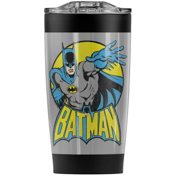 Batman Circle Stainless Steel Tumbler 20 oz Coffee Travel Mug/Cup, Vacuum Insulated & Double Wall with Leakproof Sliding Lid | Great for Hot Drinks and Cold Beverages