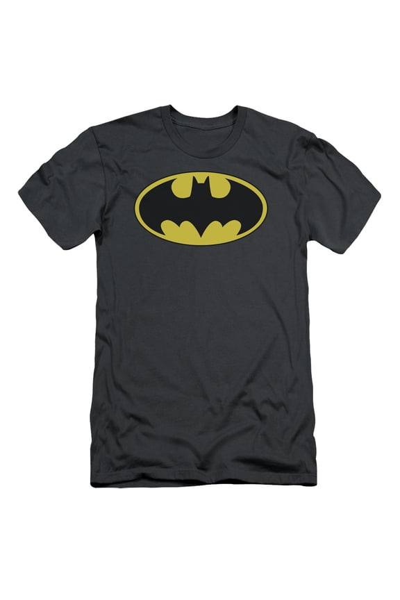 Batman Men's Classic Bat Logo Slim Fit T-shirt Charcoal