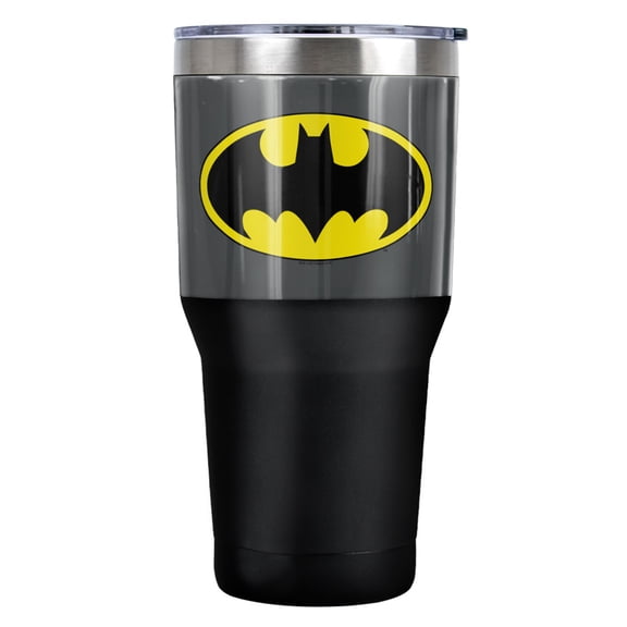 Batman Classic Bat Logo Stainless Steel Tumbler 30 oz Coffee Travel Cup, Vacuum Insulated & Double Wall with Leakproof Sliding Lid