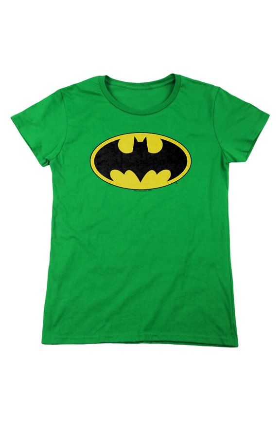 Batman Classic Bat Logo Women's T Shirt, Kelly Green, 2X-Large