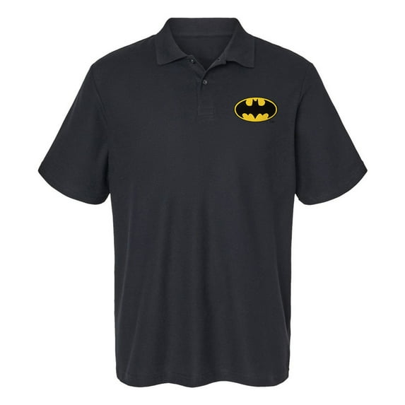 Batman Classic Bat Shield Logo Cotton Polo Shirt, Black, X-Large