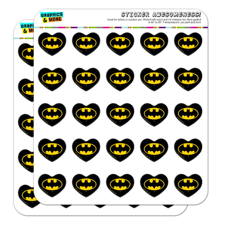 Batman Classic Bat Shield Logo Heart Shaped Planner Calendar Scrapbook  Craft Stickers