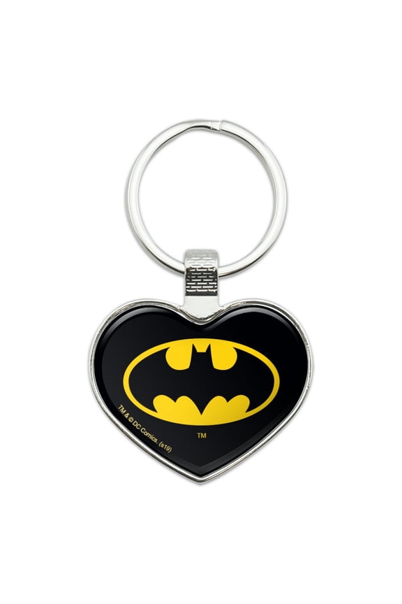 Batman Classic Bat Shield Logo Keychain Heart Love Metal Key Chain Ring