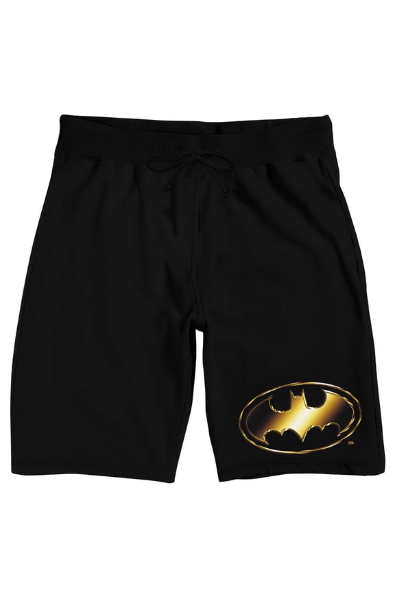 Batman Classic Bat Signal Men's Black Graphic Sleep Shorts-Medium