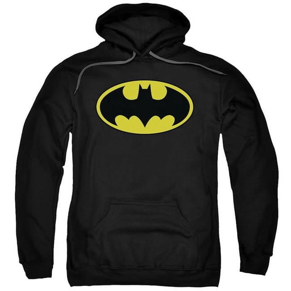 Batman & Classic Logo Adult Pull-Over Hoodie, Black - 5X