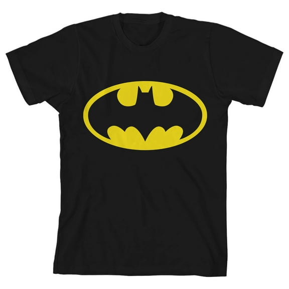 Batman Classic Logo Boy's Black T-shirt-Medium