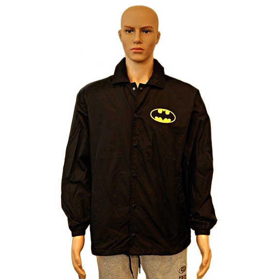 Batman Classic Logo Coat Adult Men Black Windbreaker Jacket (Size Small)