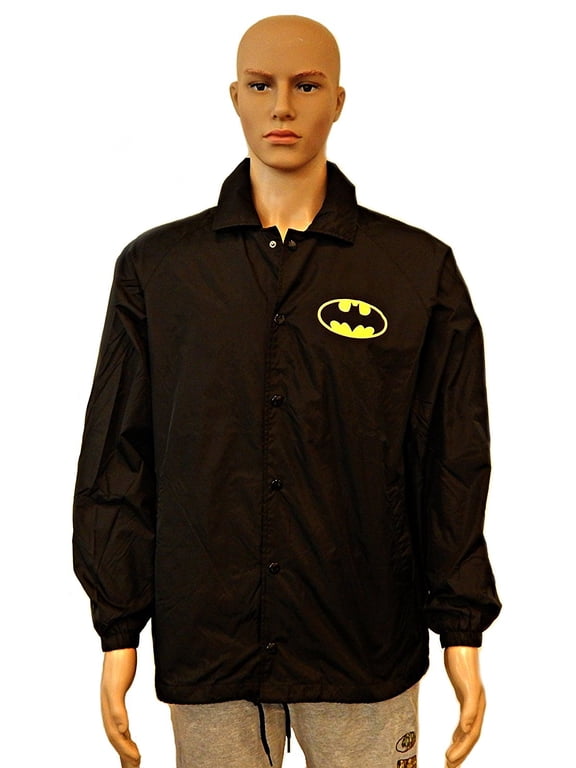 Batman Classic Logo Coat Adult Men Black Windbreaker Jacket (Size Small)