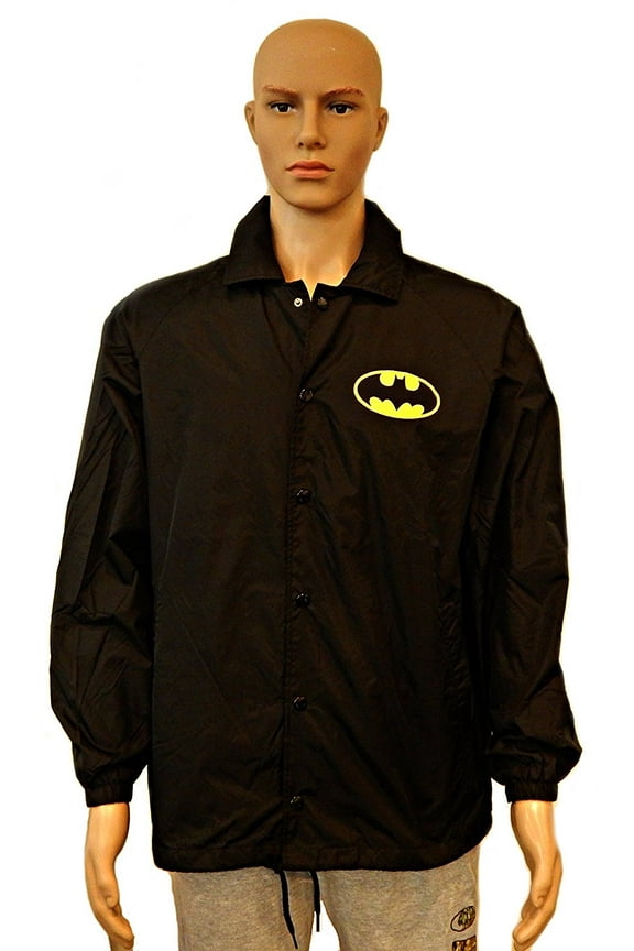 Batman Classic Logo Coat Adult Men Black Windbreaker Jacket (Size Small)