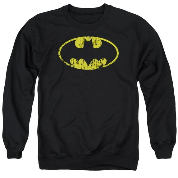 Batman Classic Logo Distressed Mens Crewneck Sweatshirt