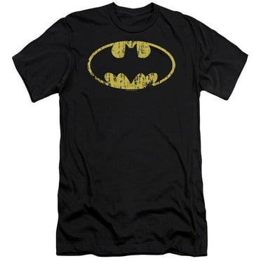 Batman - Classic Logo Distressed - Premium Slim Fit Short Sleeve Shirt - Medium
