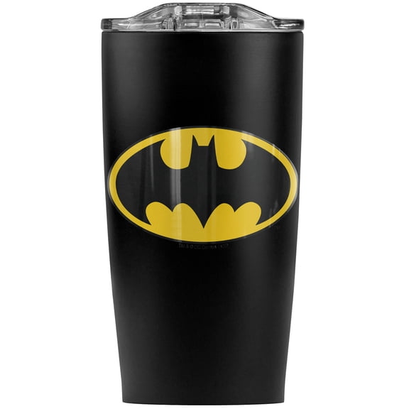 Batman Classic Logo Stainless Steel 20 oz Travel Tumbler, Vacuum Insulated & Double Wall with Leakproof Sliding Lid | Great for Coffee/Hot Drinks and Cold Beverages