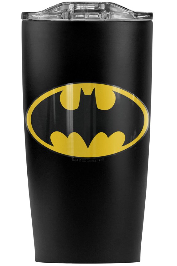 Batman Classic Logo Stainless Steel 20 oz Travel Tumbler, Vacuum Insulated & Double Wall with Leakproof Sliding Lid | Great for Coffee/Hot Drinks and Cold Beverages