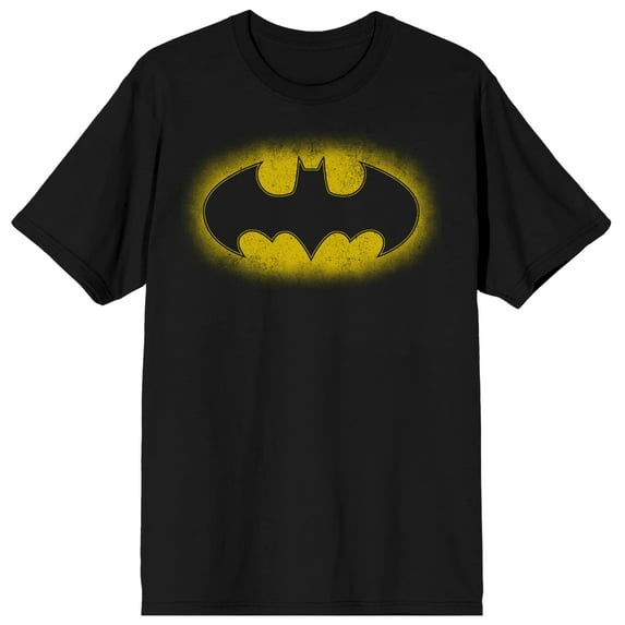 Batman Classic Spray Oval Shield Logo Men's Black Graphic Heavyweight Beefy Tee Shirt- 3XL