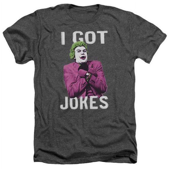 Batman Classic TV & Got Jokes-Adult Heather T-Shirt, Charcoal - Extra Large