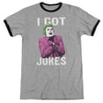 thumbnail image 1 of Batman Classic TV Got Jokes Adult Ringer T-Shirt Heather Black, 1 of 1