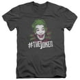 thumbnail image 1 of Batman Classic TV #Joker S/S Adult V-Neck T-Shirt 30/1 T-Shirt-Charcoal, 1 of 1