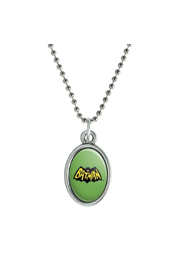 Batman Classic TV Series Logo Antiqued Oval Charm Pendant with Chain