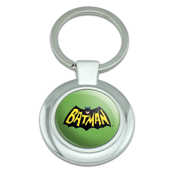 Batman Classic TV Series Logo Keychain Classy Round Chrome Plated Metal