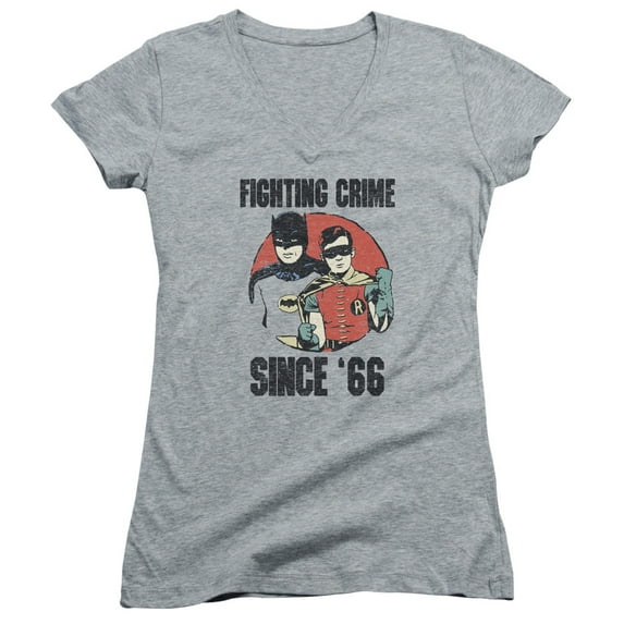 Batman Classic TV Since 66 Junior Women's T-Shirt V-Neck-Athletic Heather