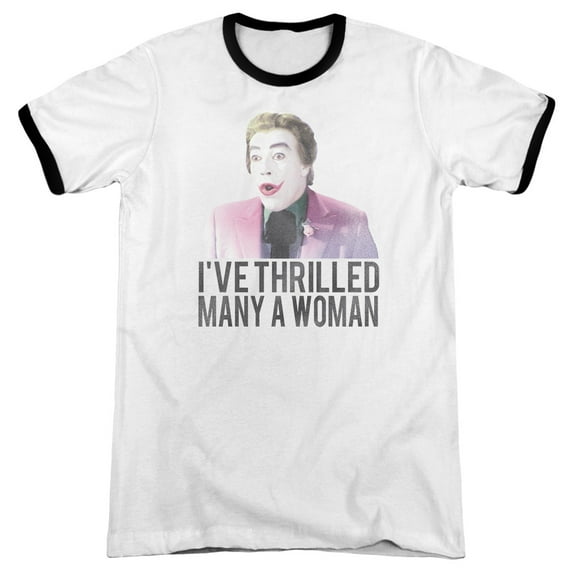 Batman Classic TV Thrilled Adult Ringer T-Shirt White Black